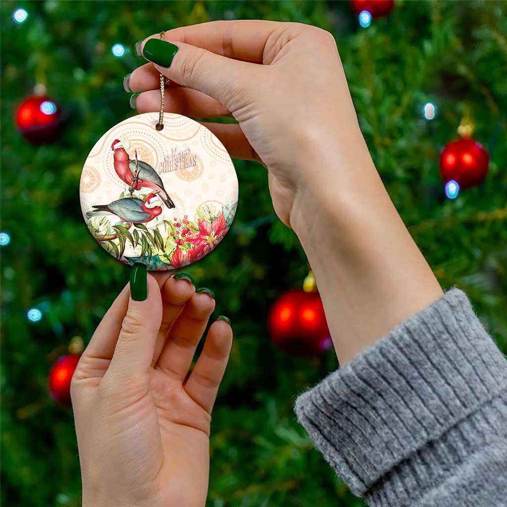 Merry Christmas Aussie Aboriginal Ceramic Ornament Rosebreasted Cockatoo Pastel - Aussie Hoodie