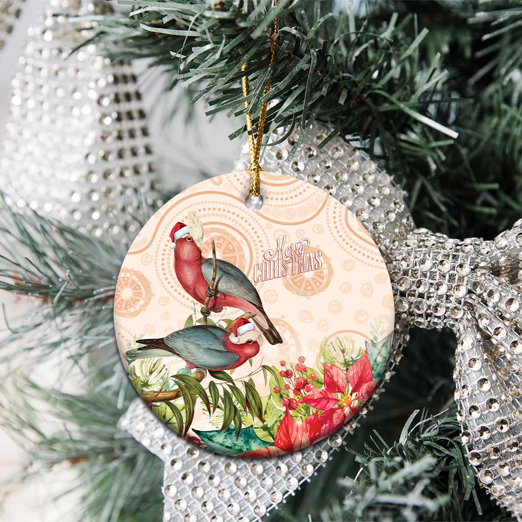 Merry Christmas Aussie Aboriginal Ceramic Ornament Rosebreasted Cockatoo Pastel - Aussie Hoodie