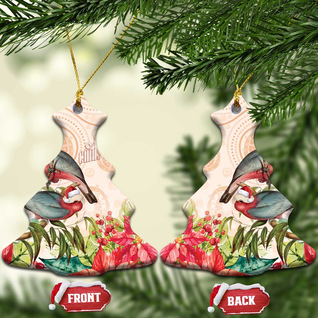 Merry Christmas Aussie Aboriginal Ceramic Ornament Rosebreasted Cockatoo Pastel - Aussie Hoodie