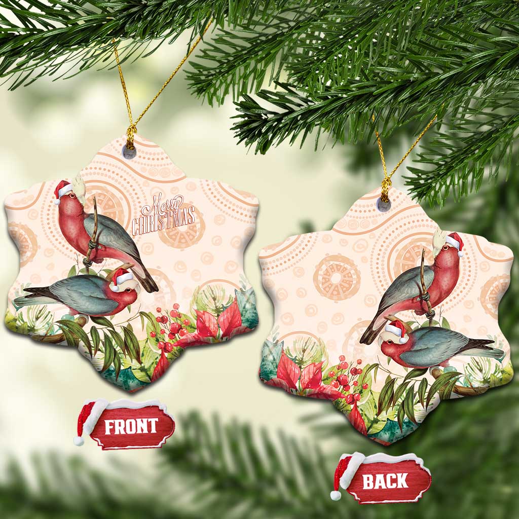 Merry Christmas Aussie Aboriginal Ceramic Ornament Rosebreasted Cockatoo Pastel - Aussie Hoodie