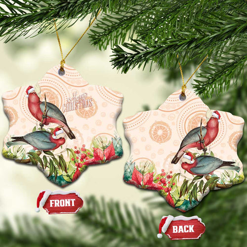 Merry Christmas Aussie Aboriginal Ceramic Ornament Rosebreasted Cockatoo Pastel - Aussie Hoodie