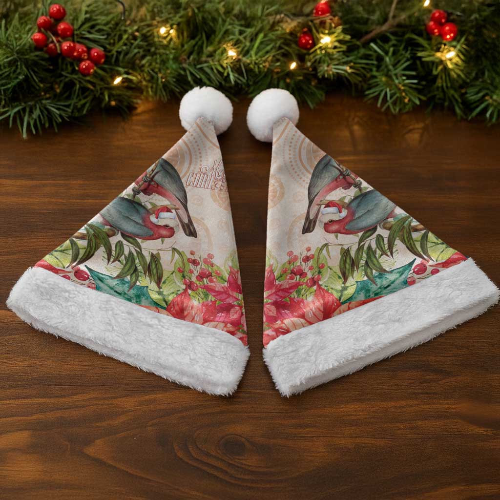 Merry Christmas Aussie Aboriginal Christmas Santa Hat Rosebreasted Cockatoo Pastel - Aussie Hoodie