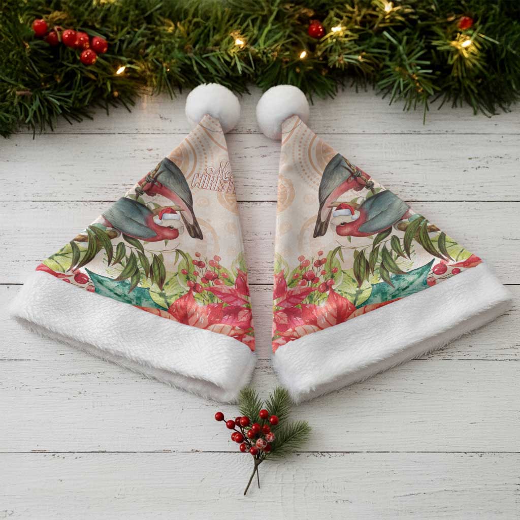 Merry Christmas Aussie Aboriginal Christmas Santa Hat Rosebreasted Cockatoo Pastel - Aussie Hoodie