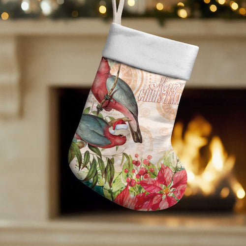 Merry Christmas Aussie Aboriginal Christmas Stocking Rosebreasted Cockatoo Pastel - Aussie Hoodie