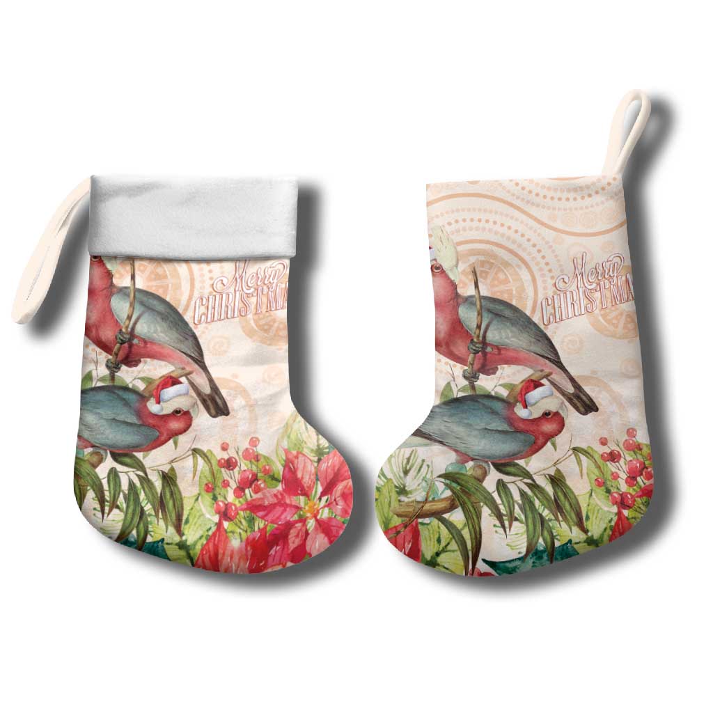 Merry Christmas Aussie Aboriginal Christmas Stocking Rosebreasted Cockatoo Pastel - Aussie Hoodie