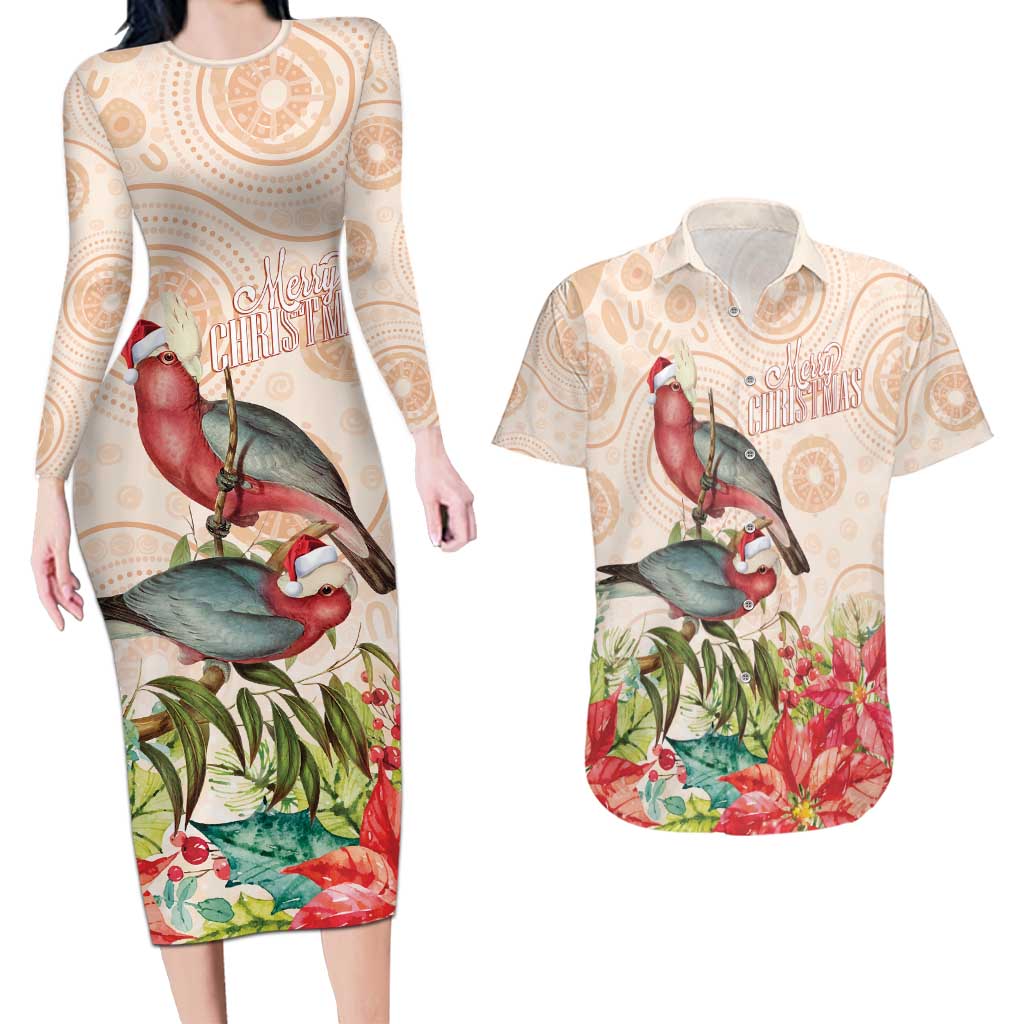 Merry Christmas Aussie Aboriginal Couples Matching Long Sleeve Bodycon Dress and Hawaiian Shirt Rosebreasted Cockatoo Pastel - Aussie Hoodie