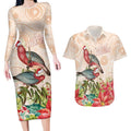 Merry Christmas Aussie Aboriginal Couples Matching Long Sleeve Bodycon Dress and Hawaiian Shirt Rosebreasted Cockatoo Pastel - Aussie Hoodie