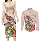 Merry Christmas Aussie Aboriginal Couples Matching Long Sleeve Bodycon Dress and Long Sleeve Button Shirt Rosebreasted Cockatoo Pastel - Aussie Hoodie