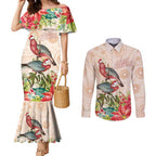Merry Christmas Aussie Aboriginal Couples Matching Mermaid Dress and Long Sleeve Button Shirt Rosebreasted Cockatoo Pastel - Aussie Hoodie