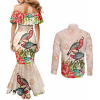 Merry Christmas Aussie Aboriginal Couples Matching Mermaid Dress and Long Sleeve Button Shirt Rosebreasted Cockatoo Pastel - Aussie Hoodie