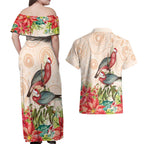 Merry Christmas Aussie Aboriginal Couples Matching Off Shoulder Maxi Dress and Hawaiian Shirt Rosebreasted Cockatoo Pastel - Aussie Hoodie