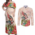 Merry Christmas Aussie Aboriginal Couples Matching Off Shoulder Maxi Dress and Long Sleeve Button Shirt Rosebreasted Cockatoo Pastel - Aussie Hoodie