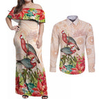 Merry Christmas Aussie Aboriginal Couples Matching Off Shoulder Maxi Dress and Long Sleeve Button Shirt Rosebreasted Cockatoo Pastel - Aussie Hoodie
