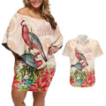 Merry Christmas Aussie Aboriginal Couples Matching Off Shoulder Short Dress and Hawaiian Shirt Rosebreasted Cockatoo Pastel - Aussie Hoodie