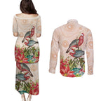 Merry Christmas Aussie Aboriginal Couples Matching Puletasi and Long Sleeve Button Shirt Rosebreasted Cockatoo Pastel - Aussie Hoodie