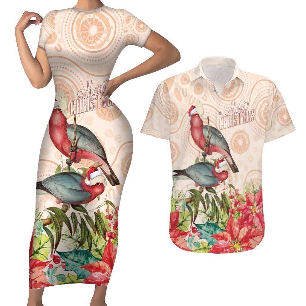 Merry Christmas Aussie Aboriginal Couples Matching Short Sleeve Bodycon Dress and Hawaiian Shirt Rosebreasted Cockatoo Pastel - Aussie Hoodie