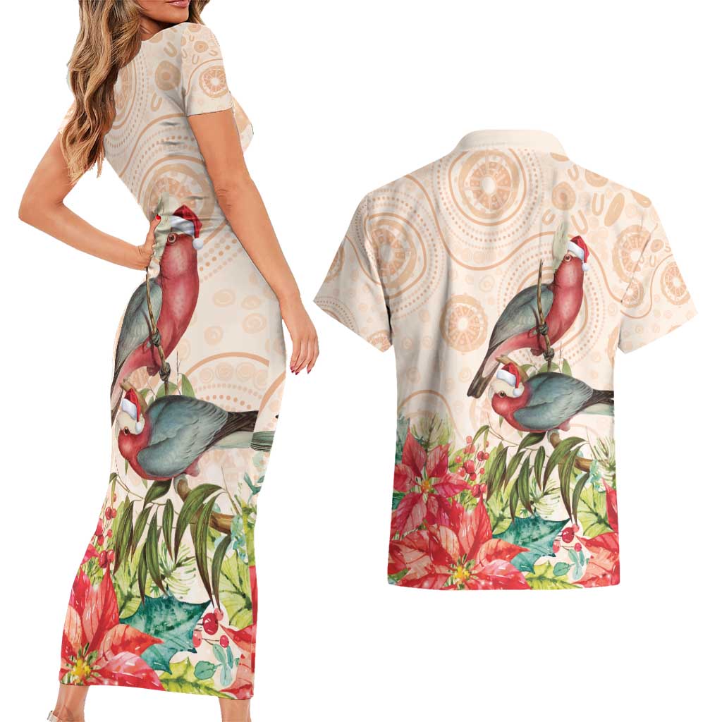 Merry Christmas Aussie Aboriginal Couples Matching Short Sleeve Bodycon Dress and Hawaiian Shirt Rosebreasted Cockatoo Pastel - Aussie Hoodie