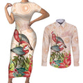 Merry Christmas Aussie Aboriginal Couples Matching Short Sleeve Bodycon Dress and Long Sleeve Button Shirt Rosebreasted Cockatoo Pastel - Aussie Hoodie