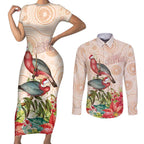 Merry Christmas Aussie Aboriginal Couples Matching Short Sleeve Bodycon Dress and Long Sleeve Button Shirt Rosebreasted Cockatoo Pastel - Aussie Hoodie