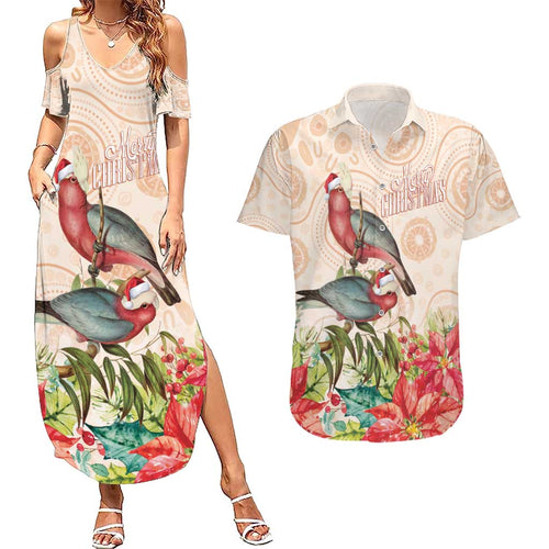 Merry Christmas Aussie Aboriginal Couples Matching Summer Maxi Dress and Hawaiian Shirt Rosebreasted Cockatoo Pastel - Aussie Hoodie