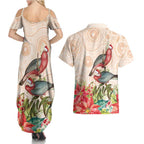 Merry Christmas Aussie Aboriginal Couples Matching Summer Maxi Dress and Hawaiian Shirt Rosebreasted Cockatoo Pastel - Aussie Hoodie