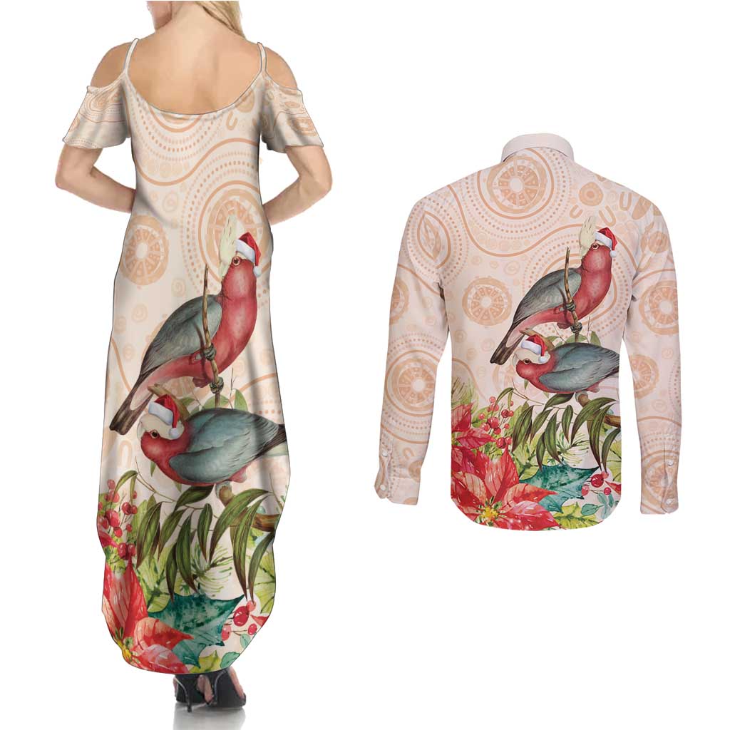 Merry Christmas Aussie Aboriginal Couples Matching Summer Maxi Dress and Long Sleeve Button Shirt Rosebreasted Cockatoo Pastel - Aussie Hoodie
