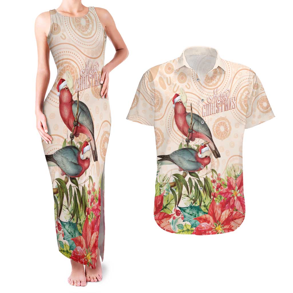Merry Christmas Aussie Aboriginal Couples Matching Tank Maxi Dress and Hawaiian Shirt Rosebreasted Cockatoo Pastel - Aussie Hoodie