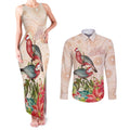 Merry Christmas Aussie Aboriginal Couples Matching Tank Maxi Dress and Long Sleeve Button Shirt Rosebreasted Cockatoo Pastel - Aussie Hoodie