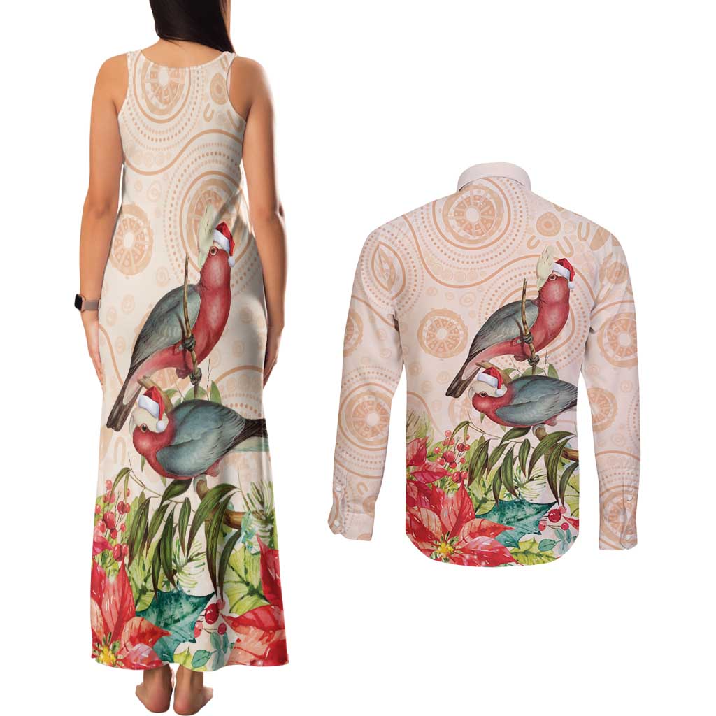 Merry Christmas Aussie Aboriginal Couples Matching Tank Maxi Dress and Long Sleeve Button Shirt Rosebreasted Cockatoo Pastel - Aussie Hoodie
