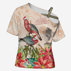 Merry Christmas Aussie Aboriginal Cross Shoulder Shirt Rosebreasted Cockatoo Pastel - Aussie Hoodie