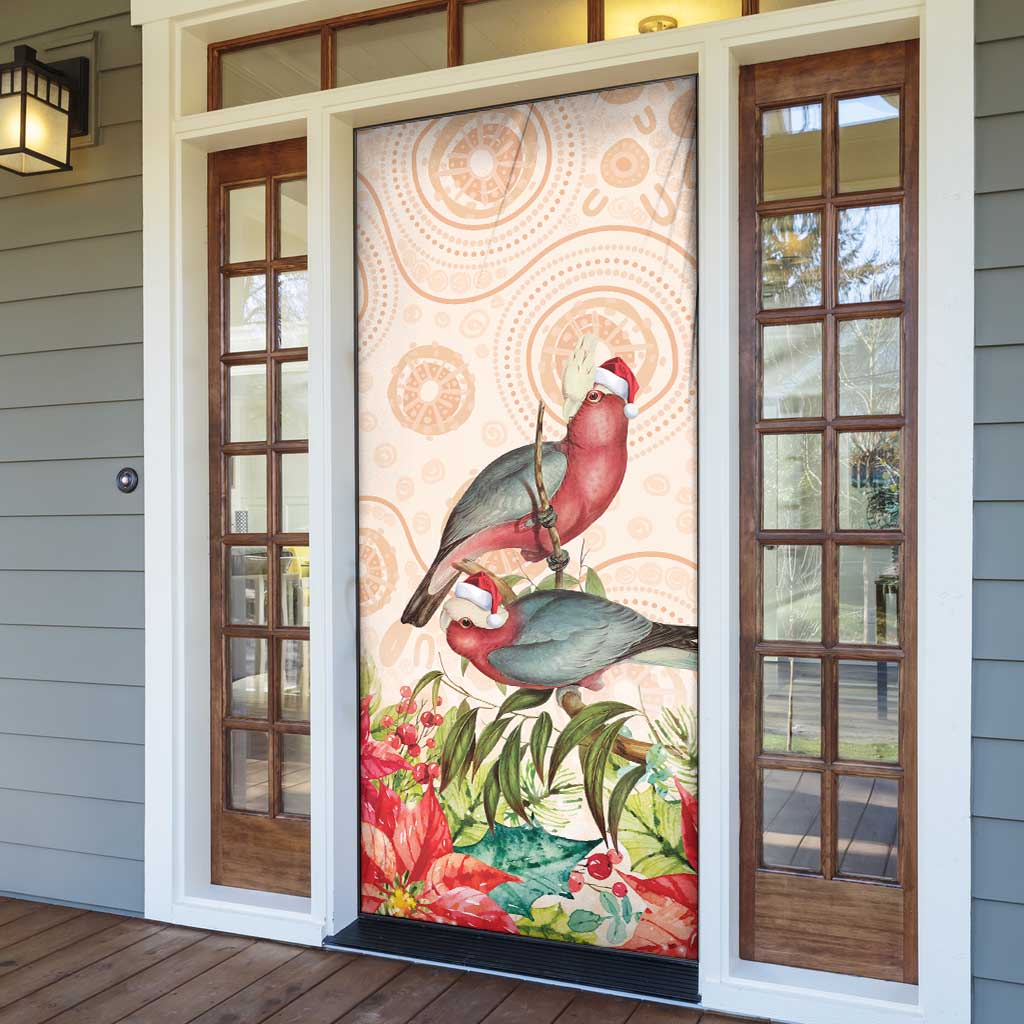 Merry Christmas Aussie Aboriginal Door Cover Rosebreasted Cockatoo Pastel - Aussie Hoodie