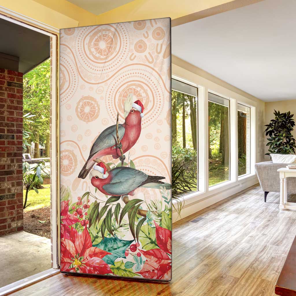 Merry Christmas Aussie Aboriginal Door Cover Rosebreasted Cockatoo Pastel - Aussie Hoodie