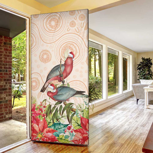 Merry Christmas Aussie Aboriginal Door Cover Rosebreasted Cockatoo Pastel - Aussie Hoodie