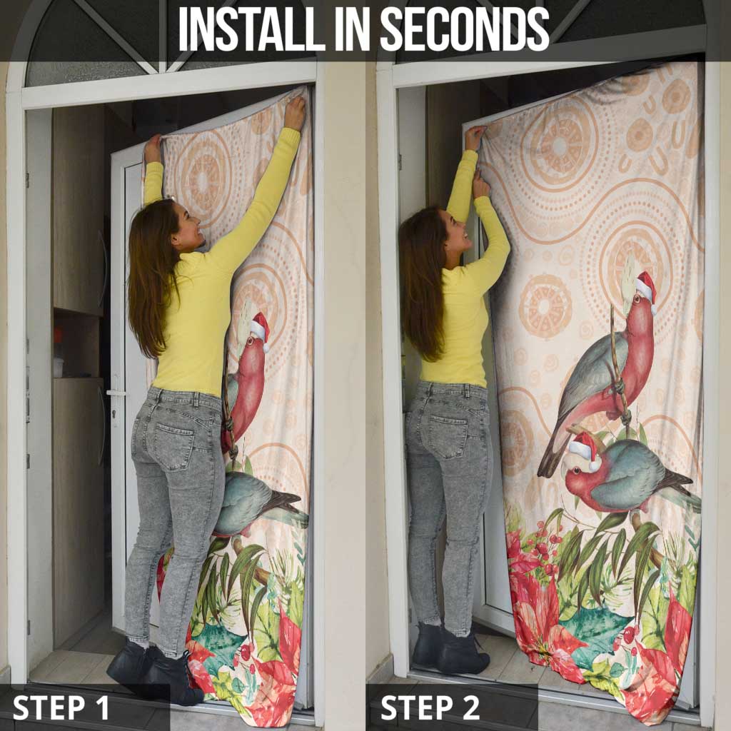 Merry Christmas Aussie Aboriginal Door Cover Rosebreasted Cockatoo Pastel - Aussie Hoodie