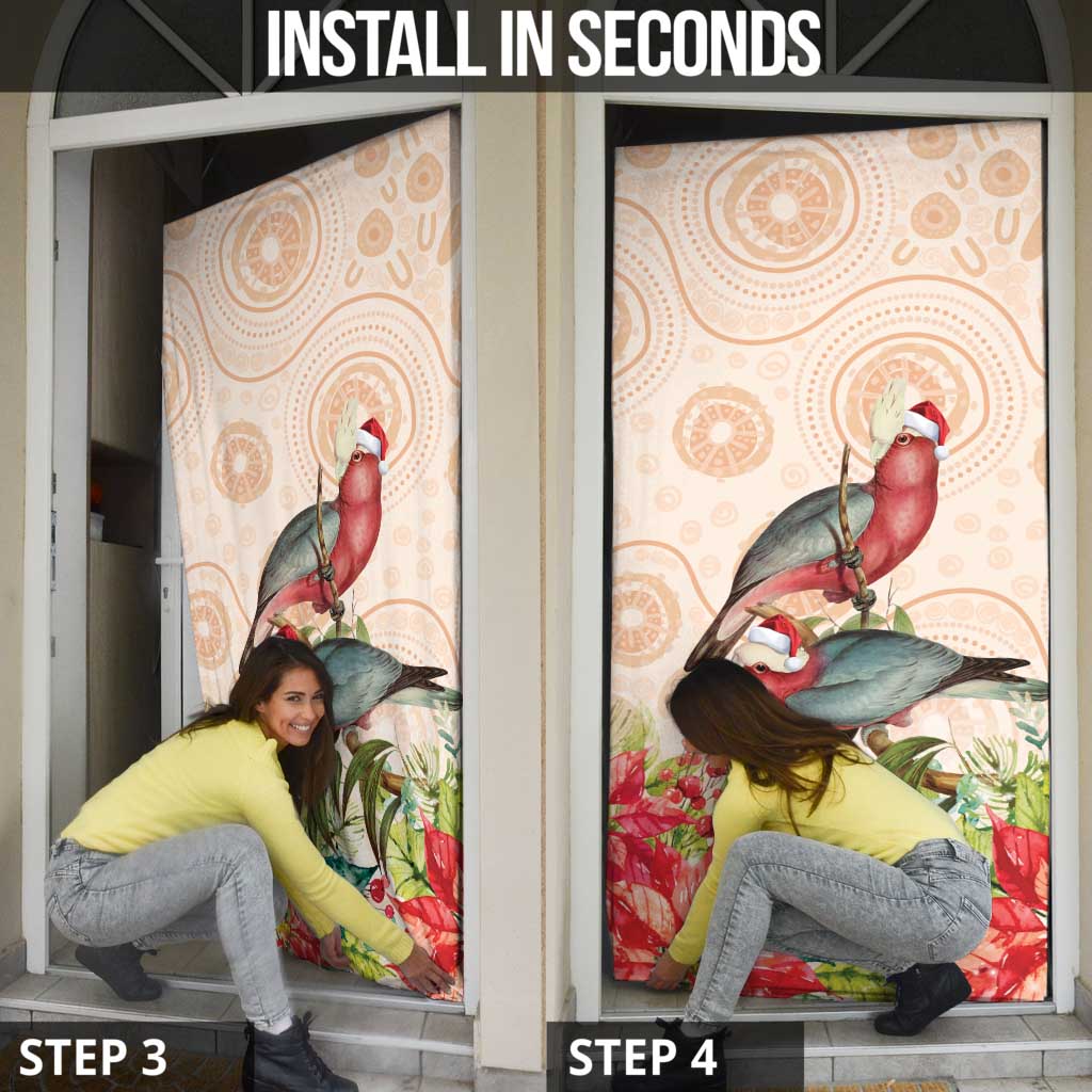 Merry Christmas Aussie Aboriginal Door Cover Rosebreasted Cockatoo Pastel - Aussie Hoodie