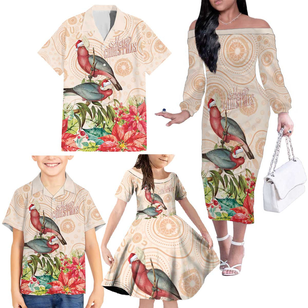 Merry Christmas Aussie Aboriginal Family Matching Off The Shoulder Long Sleeve Dress and Hawaiian Shirt Rosebreasted Cockatoo Pastel - Aussie Hoodie