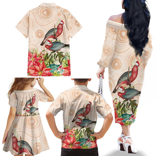 Merry Christmas Aussie Aboriginal Family Matching Off The Shoulder Long Sleeve Dress and Hawaiian Shirt Rosebreasted Cockatoo Pastel - Aussie Hoodie