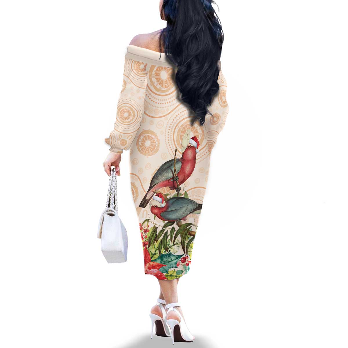 Merry Christmas Aussie Aboriginal Family Matching Off The Shoulder Long Sleeve Dress and Hawaiian Shirt Rosebreasted Cockatoo Pastel - Aussie Hoodie