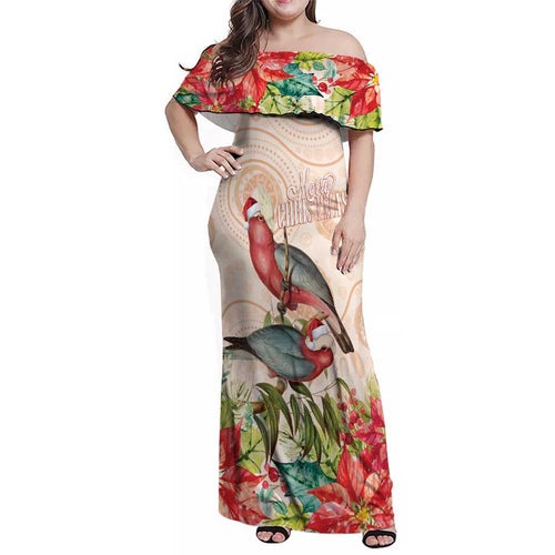 Merry Christmas Aussie Aboriginal Family Matching Off Shoulder Maxi Dress and Hawaiian Shirt Rosebreasted Cockatoo Pastel - Aussie Hoodie