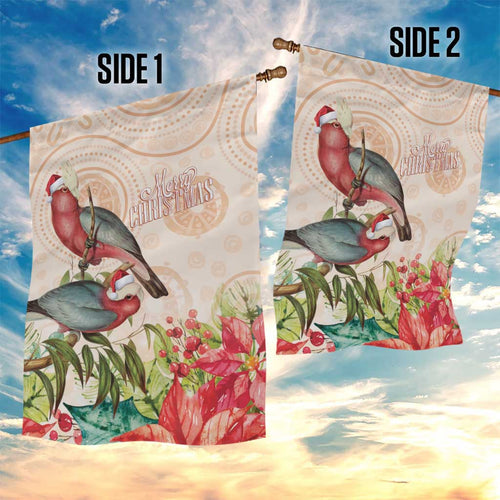 Merry Christmas Aussie Aboriginal Garden Flag Rosebreasted Cockatoo Pastel - Aussie Hoodie