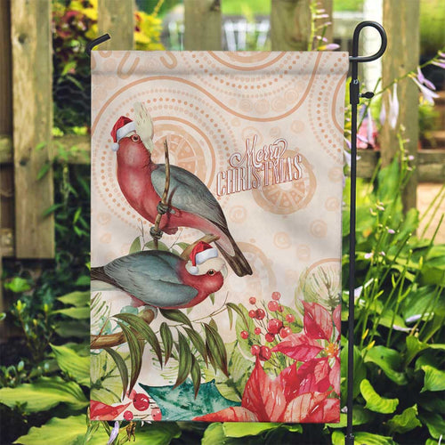 Merry Christmas Aussie Aboriginal Garden Flag Rosebreasted Cockatoo Pastel - Aussie Hoodie