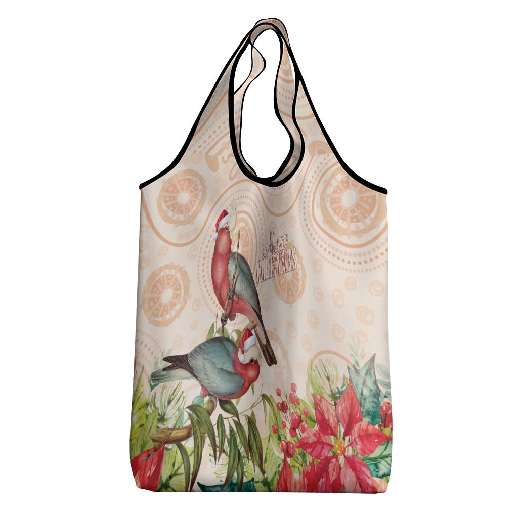 Merry Christmas Aussie Aboriginal Grocery Bag Rosebreasted Cockatoo Pastel - Aussie Hoodie