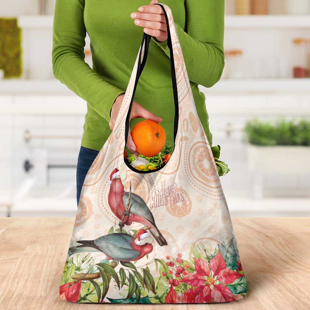 Merry Christmas Aussie Aboriginal Grocery Bag Rosebreasted Cockatoo Pastel - Aussie Hoodie