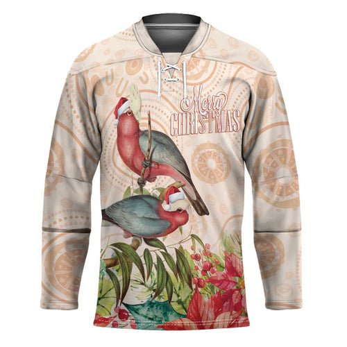 Merry Christmas Aussie Aboriginal Hockey Jersey Rosebreasted Cockatoo Pastel - Aussie Hoodie