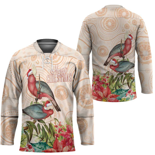 Merry Christmas Aussie Aboriginal Hockey Jersey Rosebreasted Cockatoo Pastel - Aussie Hoodie