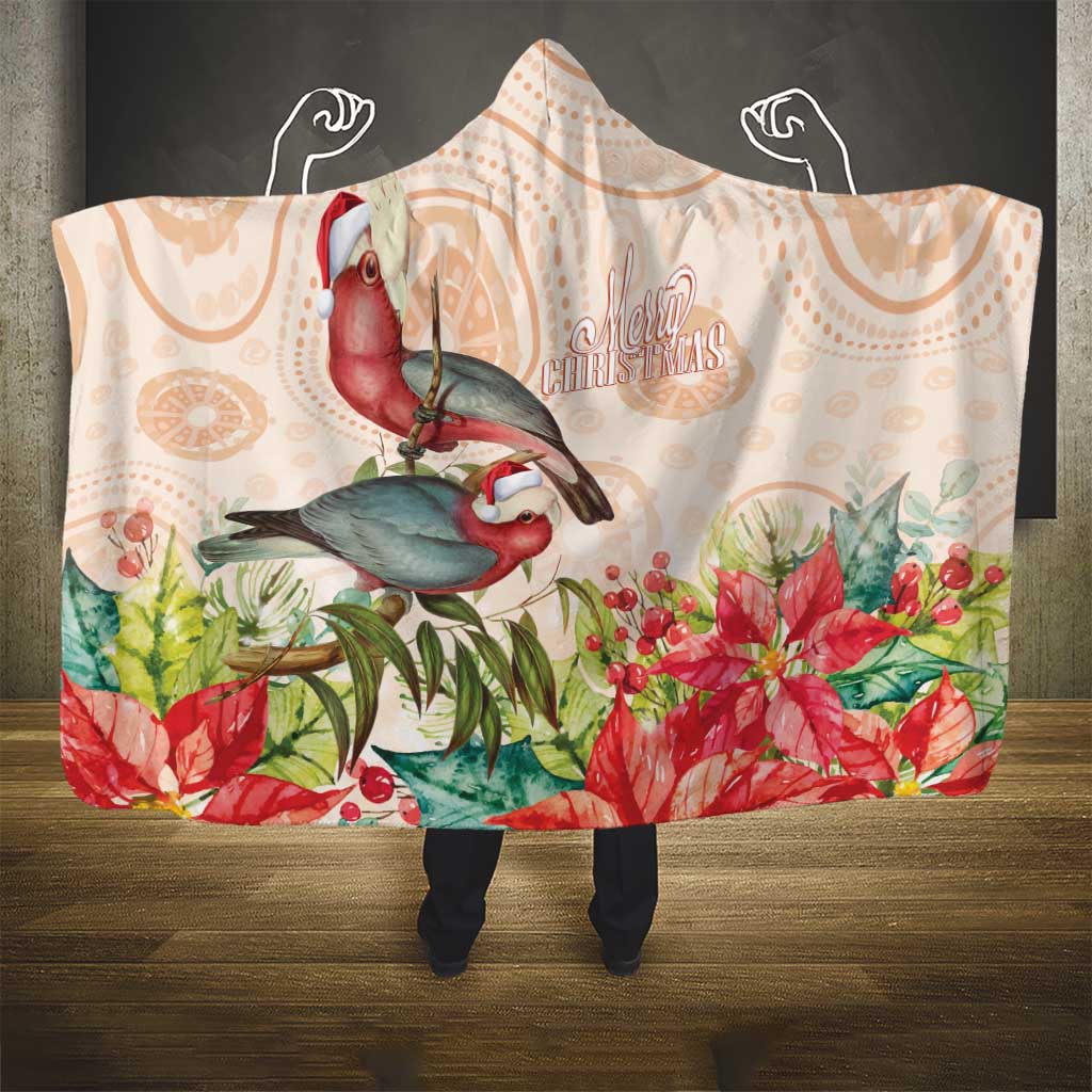 Merry Christmas Aussie Aboriginal Hooded Blanket Rosebreasted Cockatoo Pastel - Aussie Hoodie