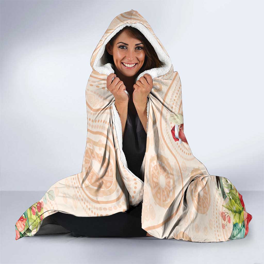 Merry Christmas Aussie Aboriginal Hooded Blanket Rosebreasted Cockatoo Pastel - Aussie Hoodie