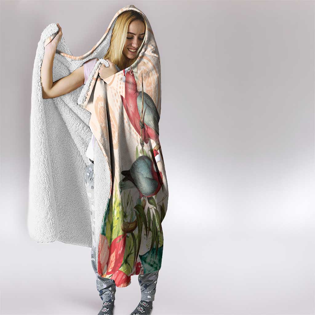 Merry Christmas Aussie Aboriginal Hooded Blanket Rosebreasted Cockatoo Pastel - Aussie Hoodie