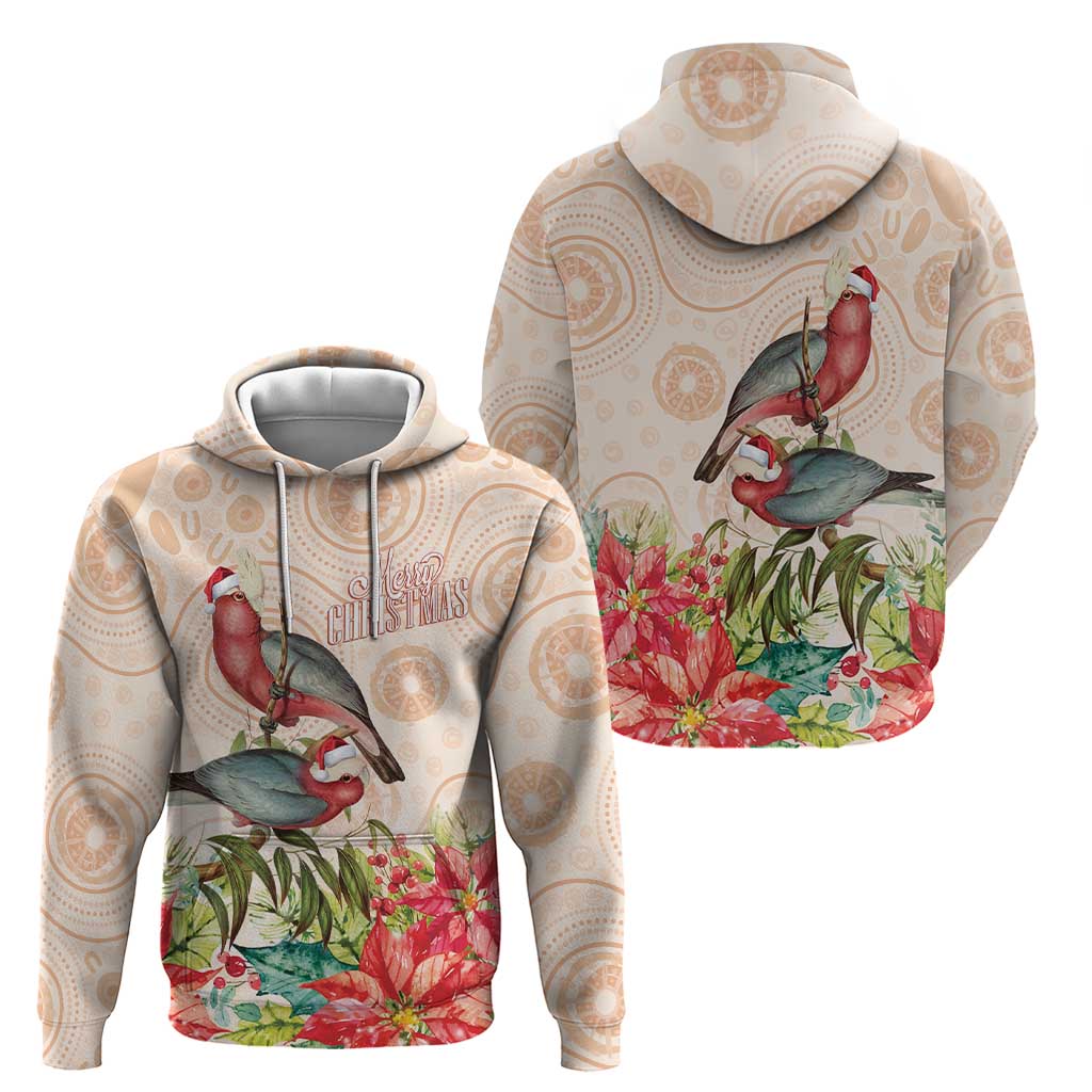 Merry Christmas Aussie Aboriginal Hoodie Rosebreasted Cockatoo Pastel - Aussie Hoodie