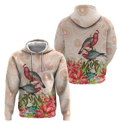 Merry Christmas Aussie Aboriginal Hoodie Rosebreasted Cockatoo Pastel - Aussie Hoodie